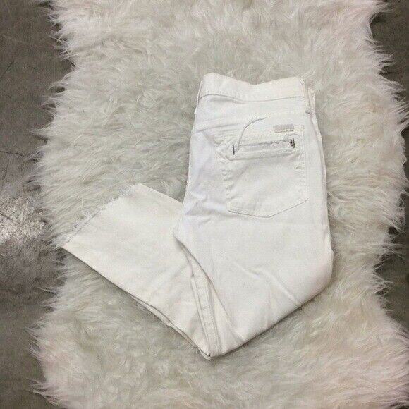7 For All Mankind white slim jean custom distressed Raw Hem Cropped Size 28 - Picture 2 of 8